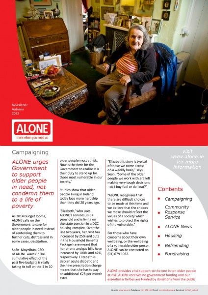 2013 ALONE Autumn Newsletter
