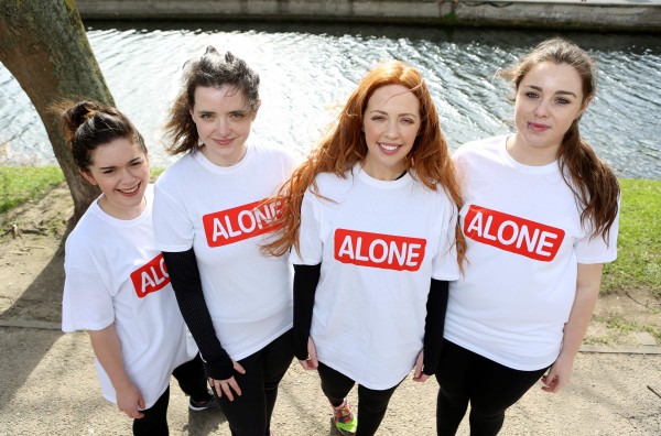 Repro Free: 16th March 2017. Lisa Lambe, Irish actress and singer, and a team of ALONE fundraisers launched the charitys VHI Womens Mini Marathon campaign in Dublin today. ALONE, the charity that supports older people to age at home, is calling on women throughout the country to participate in the VHI Womens Mini Marathon in aid of ALONE. The charity aims to raise money to go towards the provision of vital befriending services for older people who may be suffering from loneliness or isolation. Pictured with Lisa Lambe was Fiona Dunkin, Imogen O'Rourke and Sophie Ainscough. Picture Jason Clarke