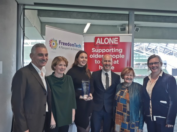 ALONE accepting FreedomTech Award