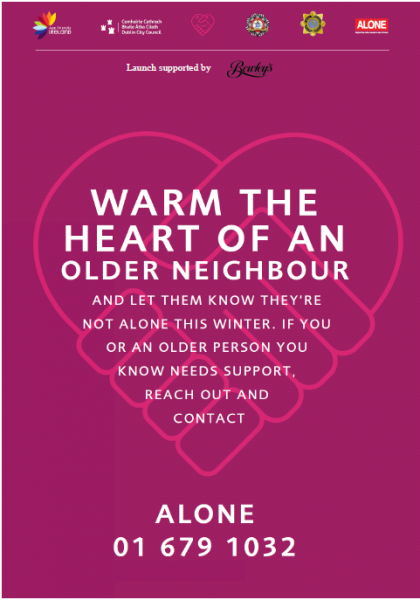 poster asking people to check in on an older person during cold weather