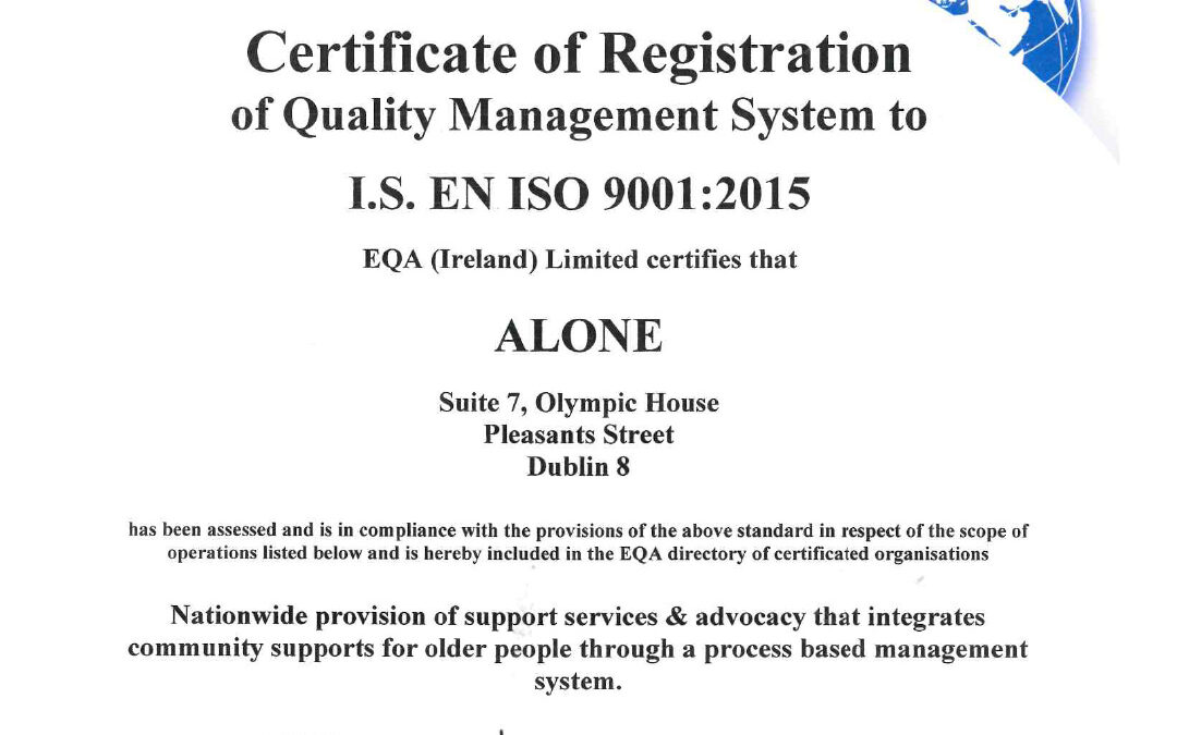 ALONE ISO 9001 2015 Certificate