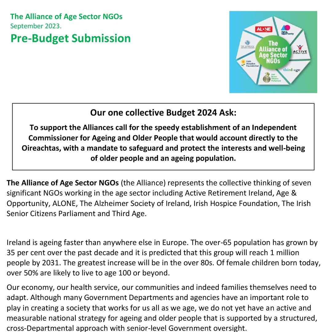 Age Alliance Pre Budget Submission 2024