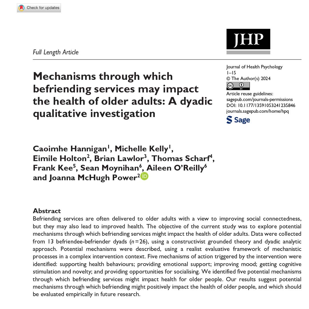 Mechanisms through which befriending services may impact the health of older