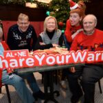 Picture of ALONE CEO Seán Moynihan, newsreader Eileen Dunne, volunteer Jennifer Keane, and Olive Boothman and John Fitzpatrick who receive support from ALONE