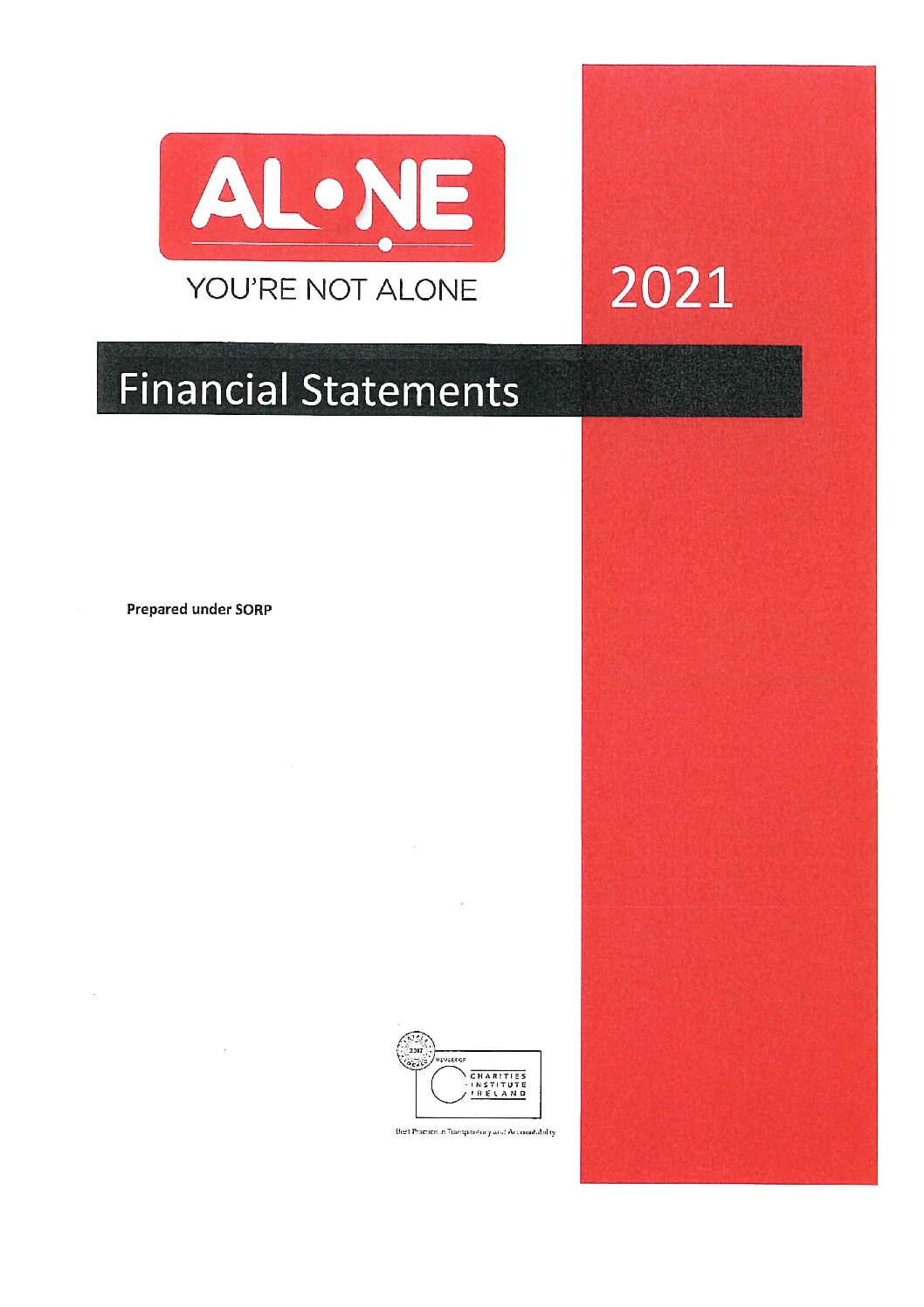 ALONE Annual Accounts 2021 document cover