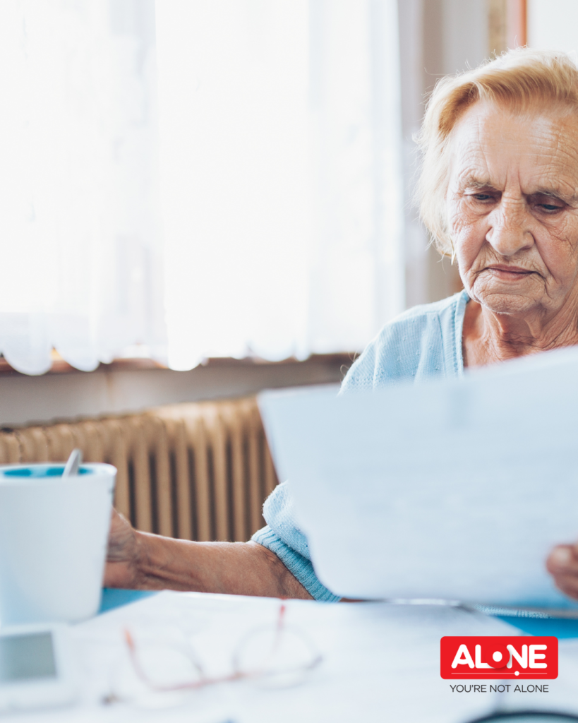 ALONE calls for Cost of Living crisis relief for older people, survey shows many older people impacted by rising costs.