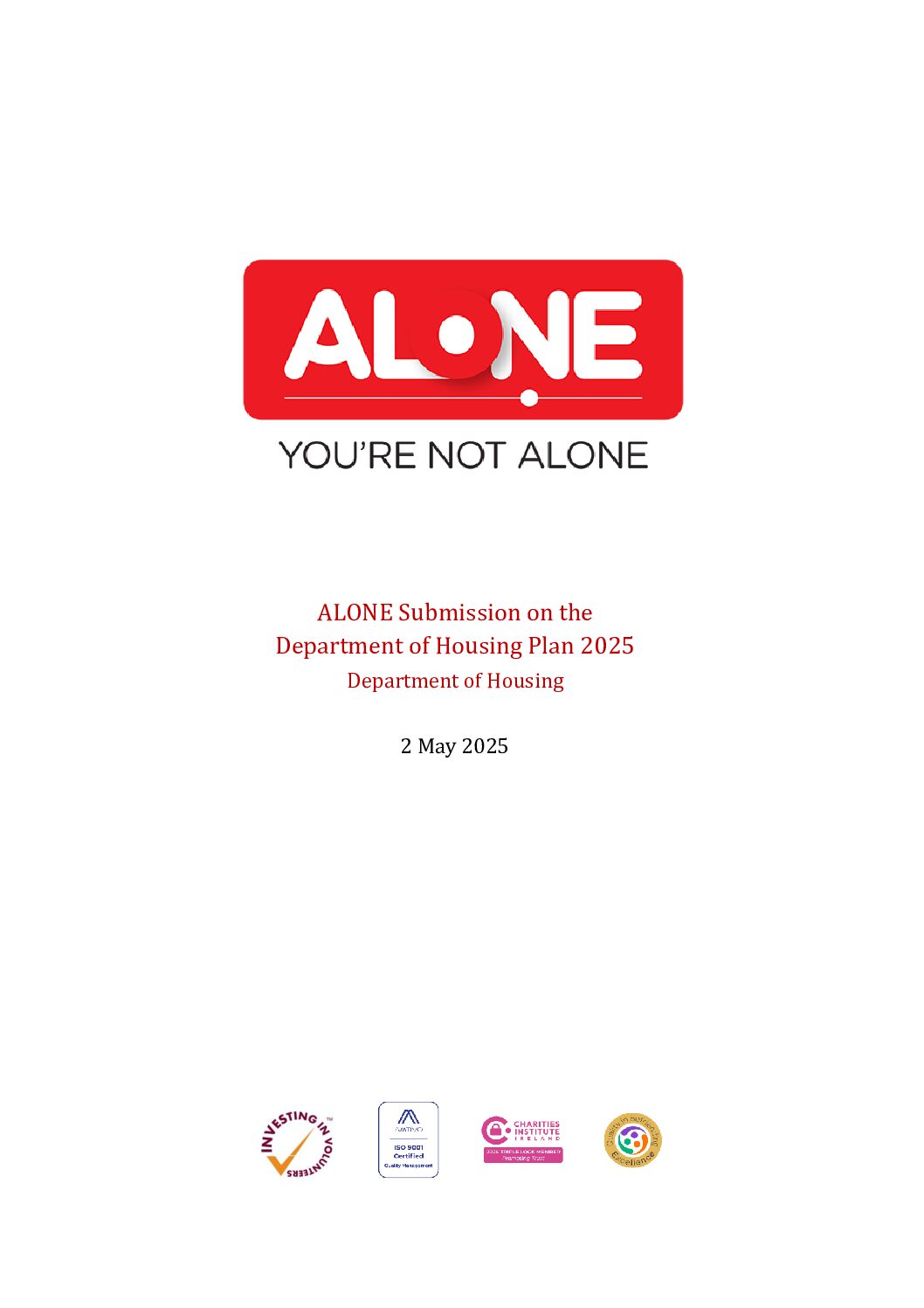 25.07.22_ALONE_Housing_Plan_Policy_Submission document cover