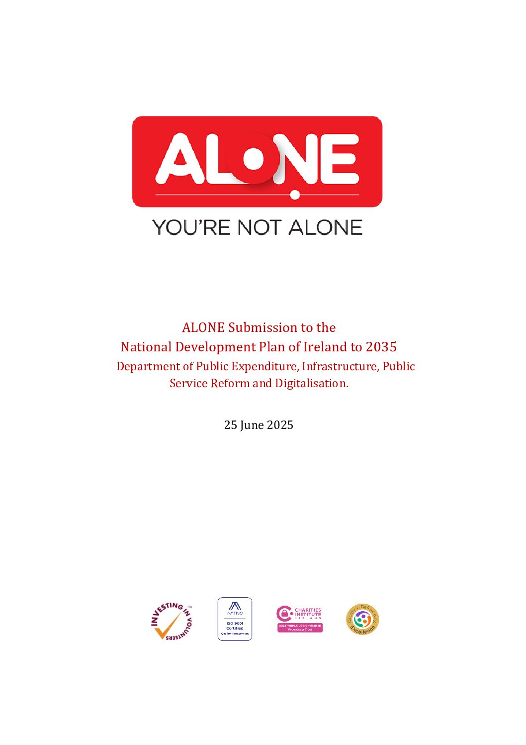 25.07.22_ALONE National Development Plan Submission document cover